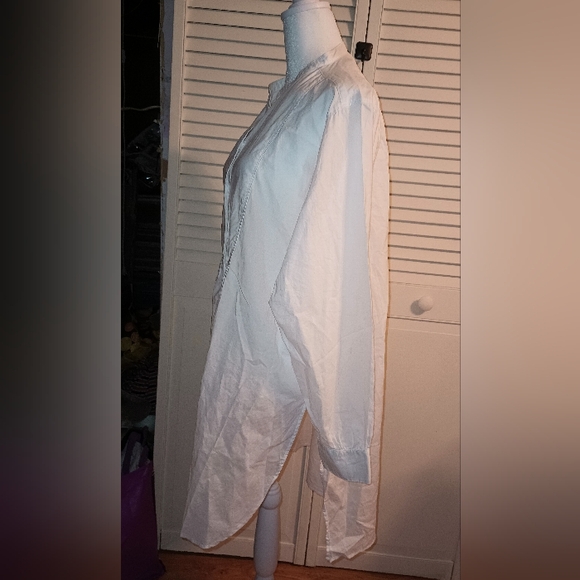 Partage White Button Down Long Sleeve Shirt Size F (One Size Fits Most) - Picture 4 of 8